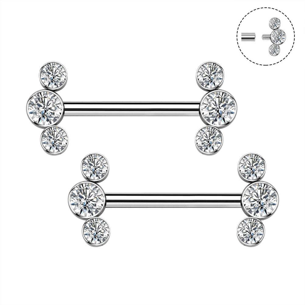 14G Titanium Nipple Barbell CZ et Opal Nipple Piercing Bijoux