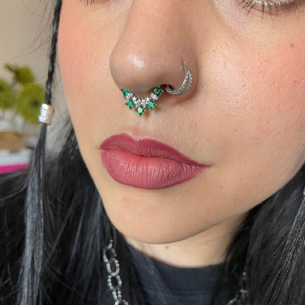 Rhinestone hot sale septum ring