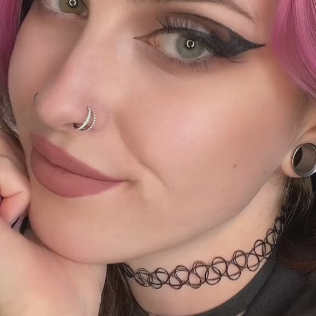 Double ring sale nose piercing