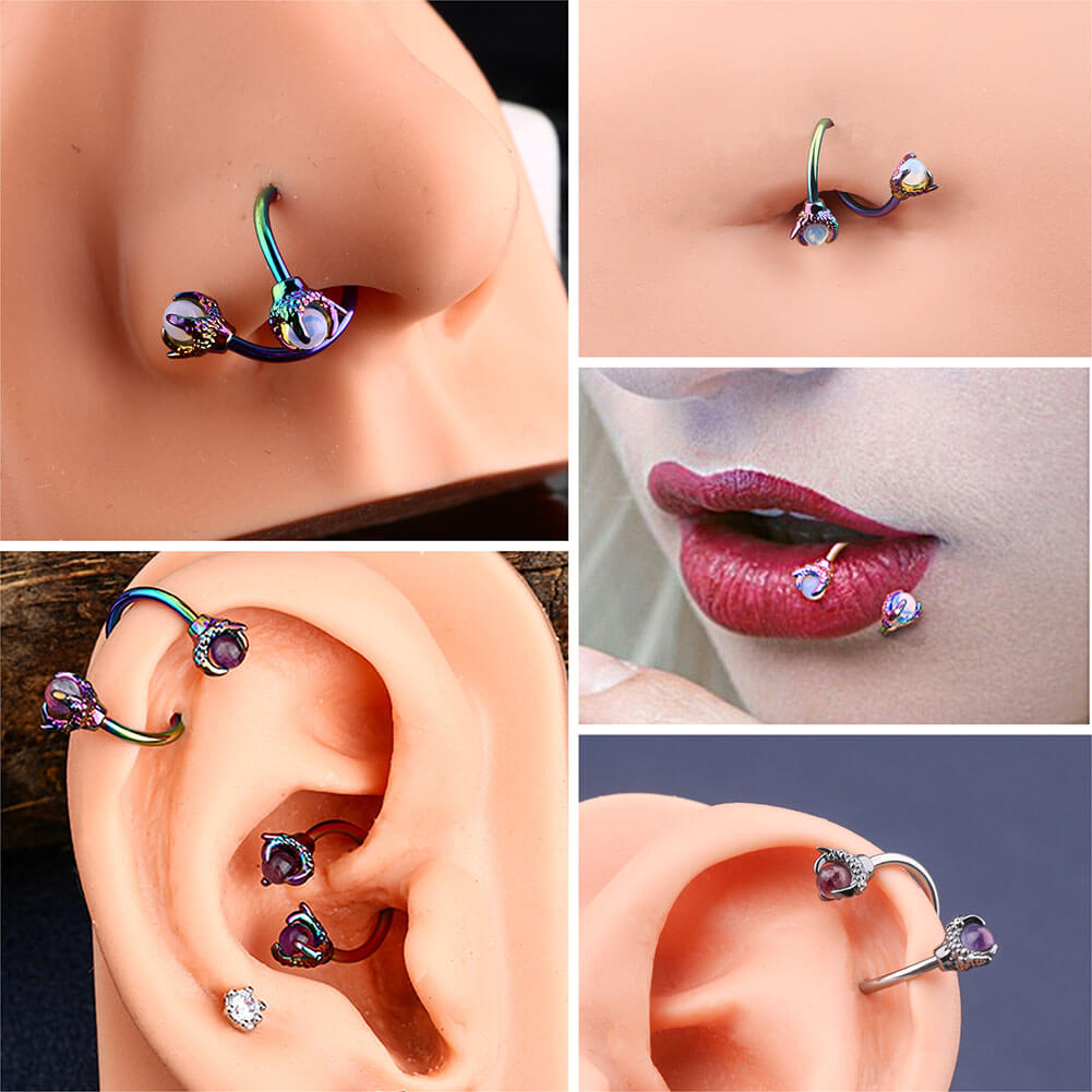 Double Hoop Helix Earring Silver