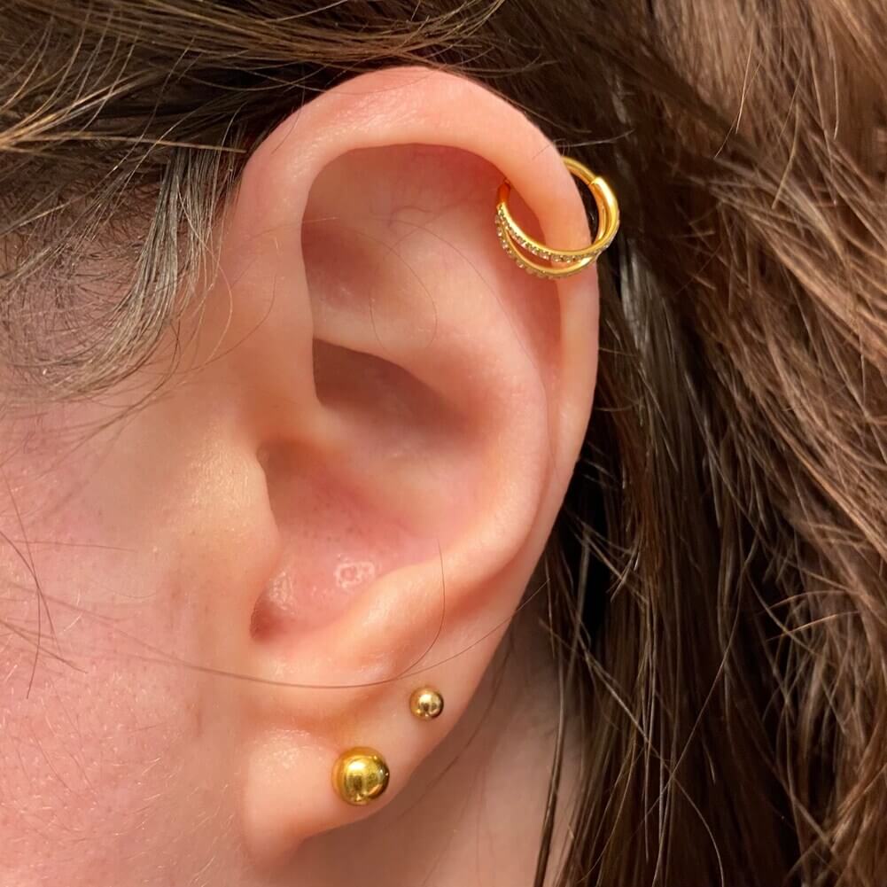CZ Double Spiral Hoop Earrings Single/double Piercing Earrings 