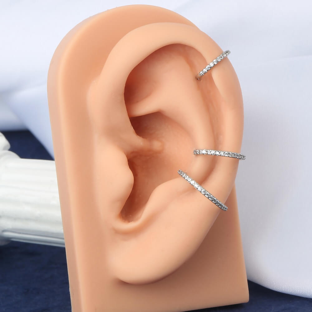 14k white store gold cartilage earrings