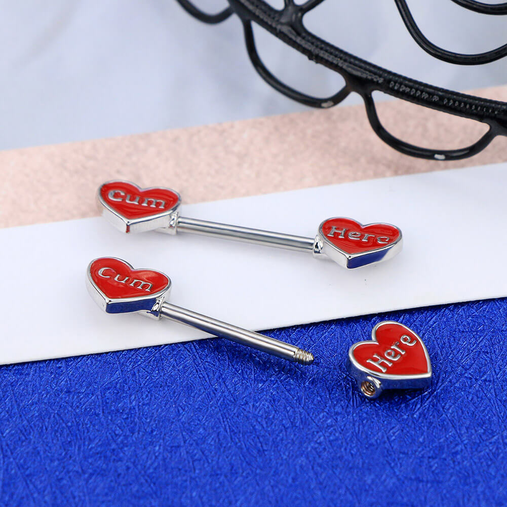 2Pcs 14G Heart Shaped Letter Nipple Jewelry – OUFER BODY JEWELRY