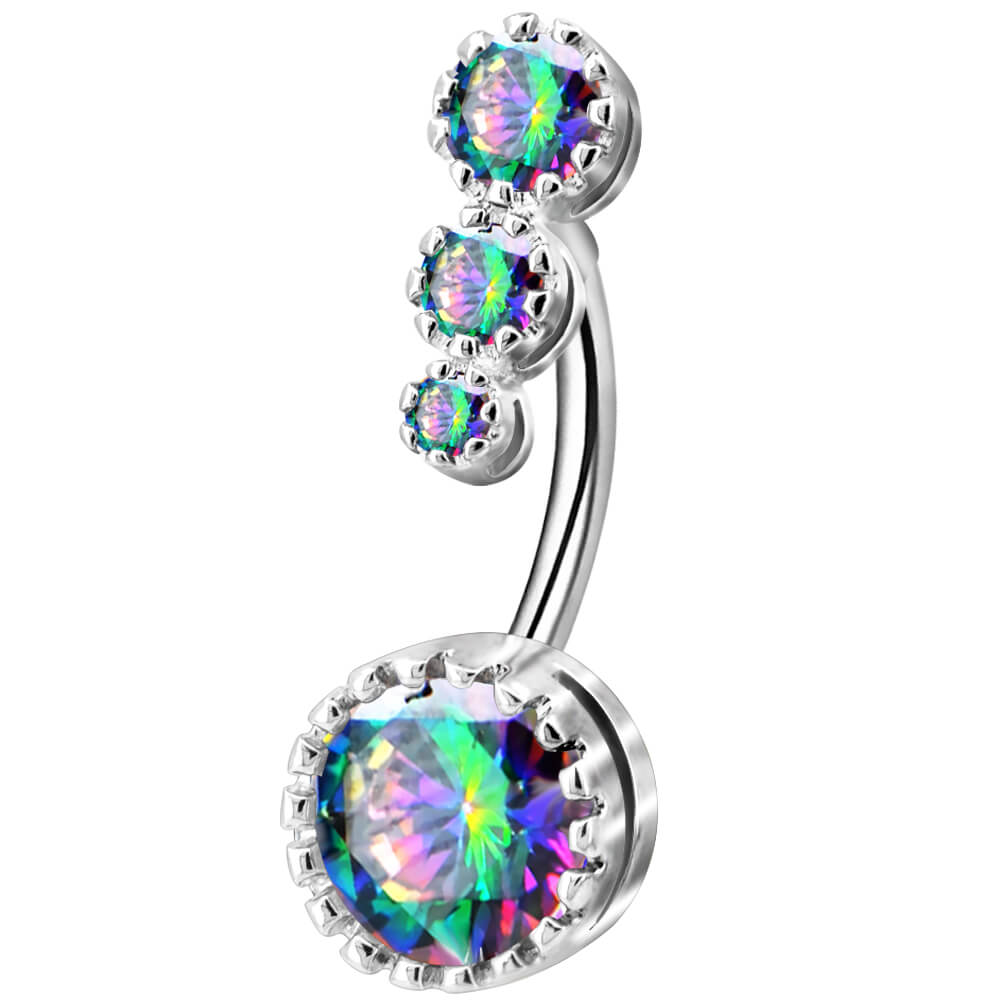 14G Cute Belly Button Rings Four CZ Gems Belly Rings – OUFER BODY
