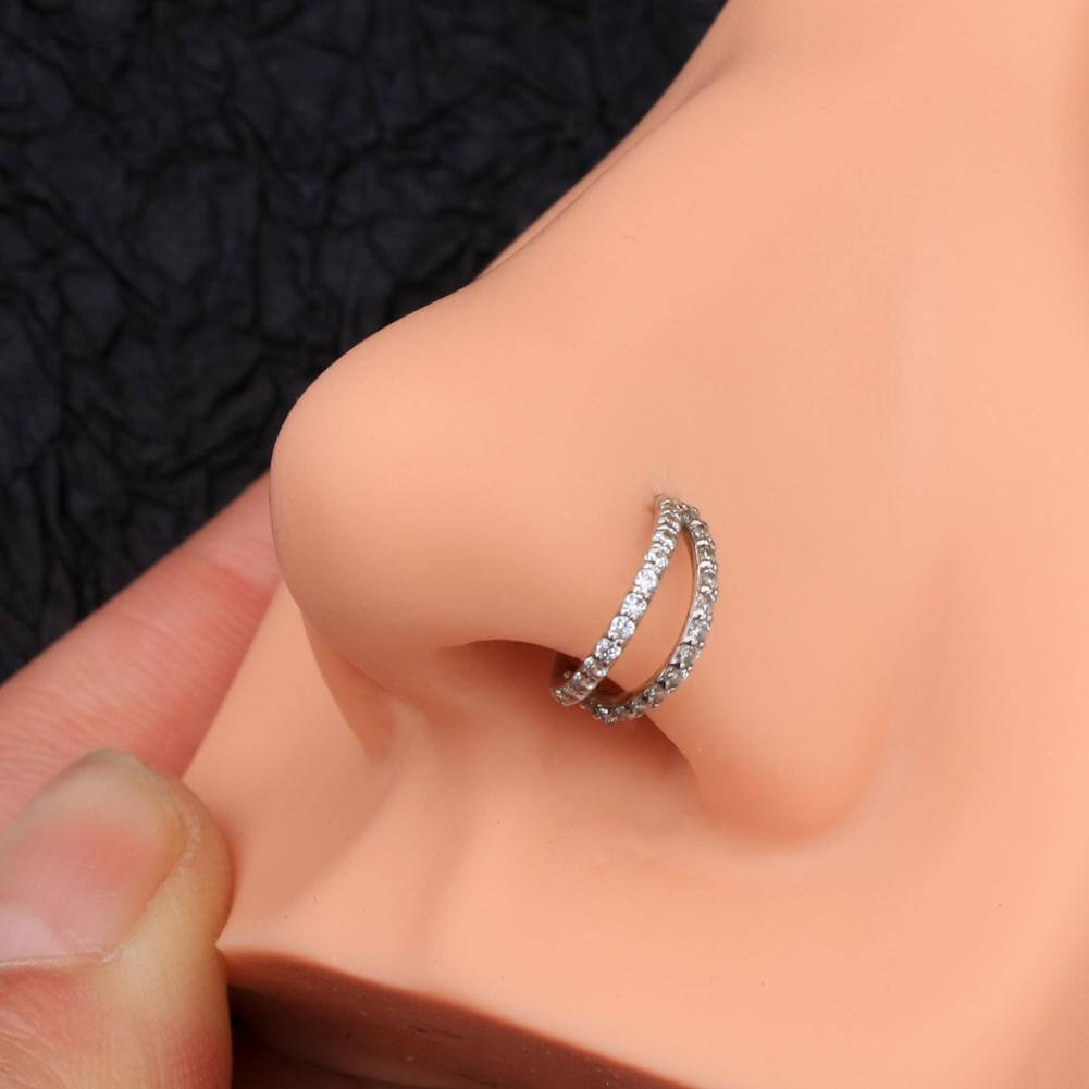 Buy Diamond Nose Ring, Diamond Nose Hoop, Genuine Diamonds Nose Piercing, Diamond  Nose Jewelry, Nose Ring Diamond, Gold Nose Ring, SKU 181-13D-D Online in  India - Etsy