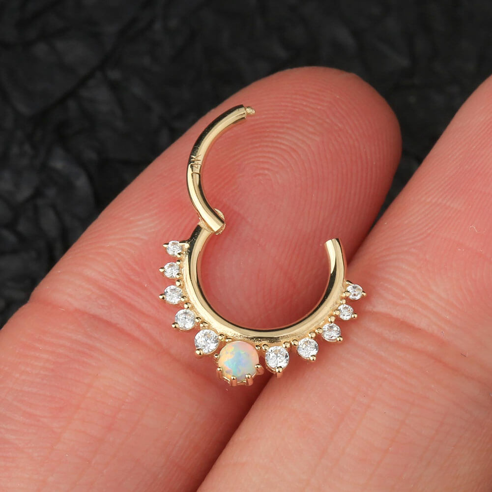 Gold opal hot sale septum ring