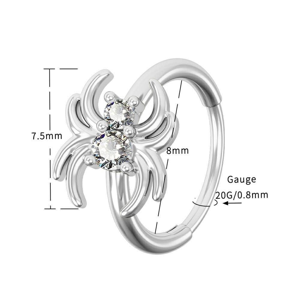 Point Baguette Clear CZ Titanium Hinged Segment Ring