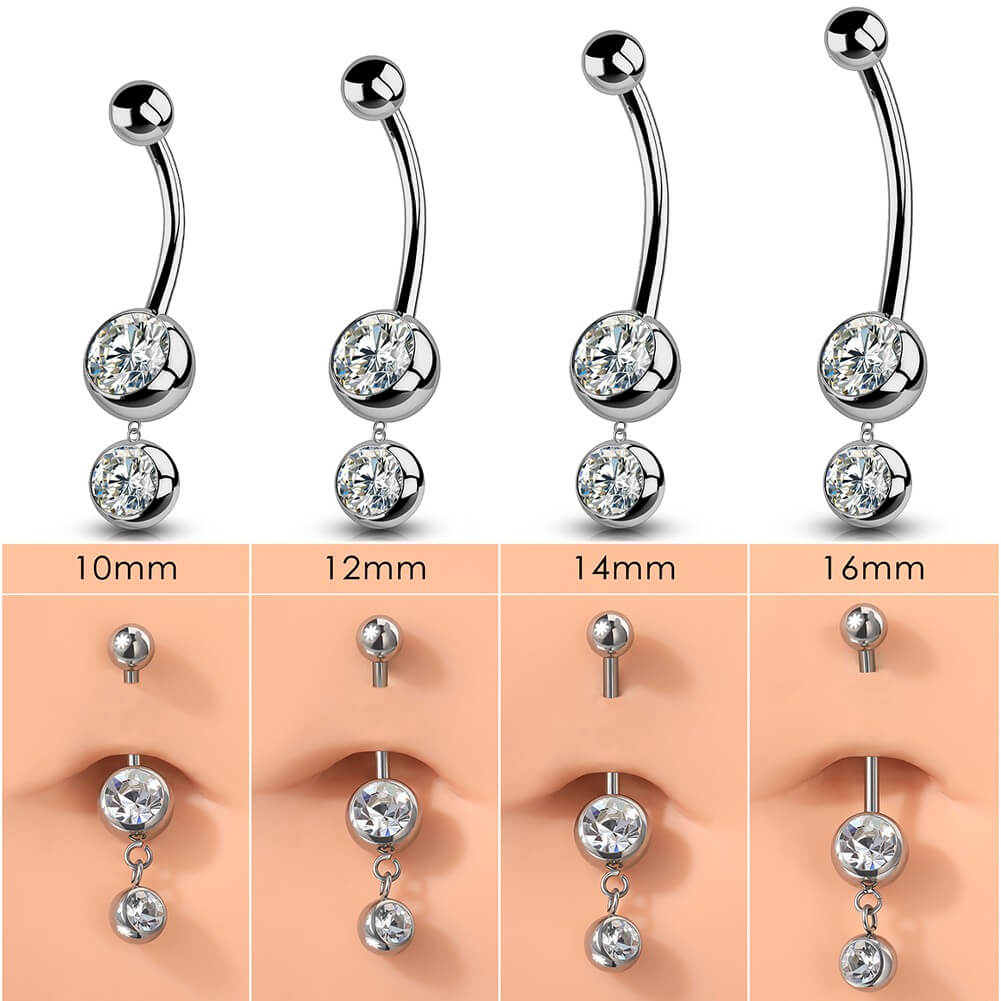 Double Gem Belly Button Navel Ring