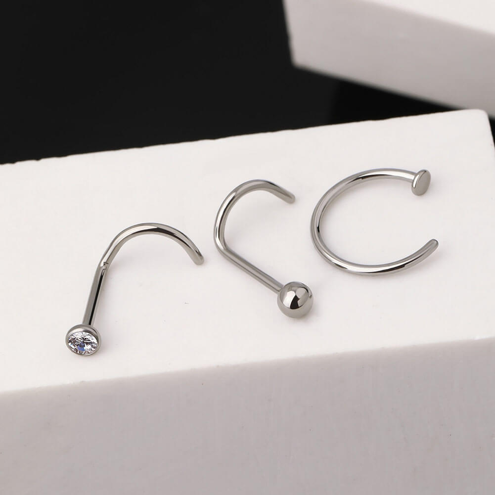 Half stud half hot sale hoop nose ring